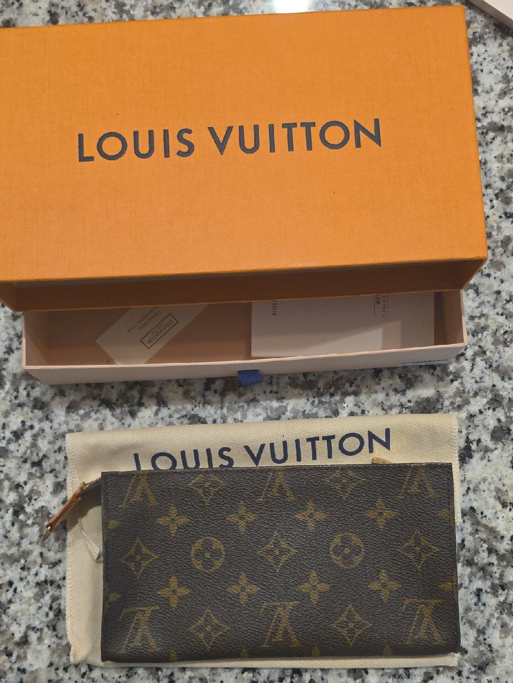 Louis Vuitton Monogram Zip Pouch - Brown/Gold Accents